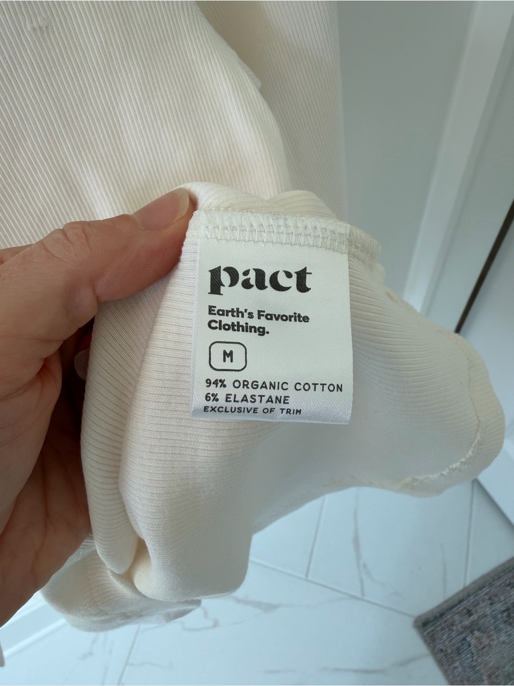 NWT Pact Perfect Rib Layering Long Sleeve Cream Organic Cotton Medium - Picture 6 of 6